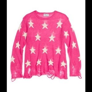 Wildfox Kids White Label Barbiecore Hot Pink Seeing Stars Sweater Size 12